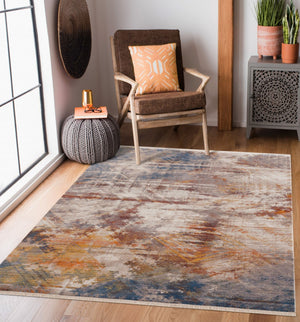 HomeRoots 4' Gray Abstract Distressed Area Rug - Modern Design for Cozy Spaces, Durable & Easy to Maintain 4' X 6' 515854