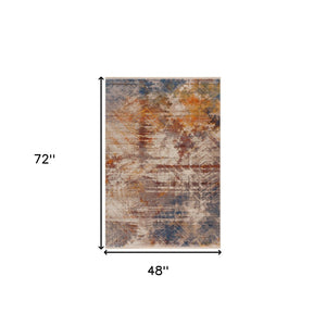 HomeRoots 4' Gray Abstract Distressed Area Rug - Modern Design for Cozy Spaces, Durable & Easy to Maintain 4' X 6' 515854