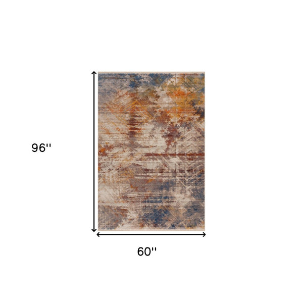 HomeRoots 4' Gray Abstract Distressed Area Rug - Modern Design for Cozy Spaces, Durable & Easy to Maintain 5' X 8' 515855