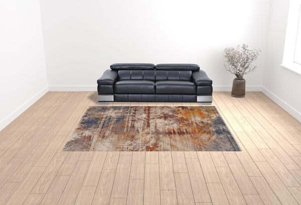 HomeRoots 4' Gray Abstract Distressed Area Rug - Modern Design for Cozy Spaces, Durable & Easy to Maintain 9' X 12' 515856