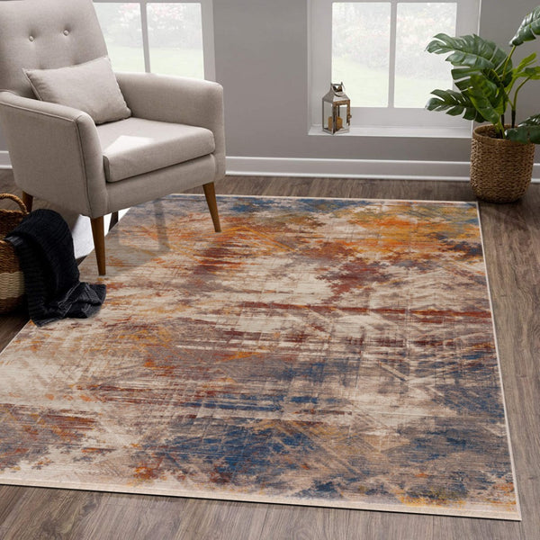 HomeRoots 4' Gray Abstract Distressed Area Rug - Modern Design for Cozy Spaces, Durable & Easy to Maintain 9' X 12' 515856