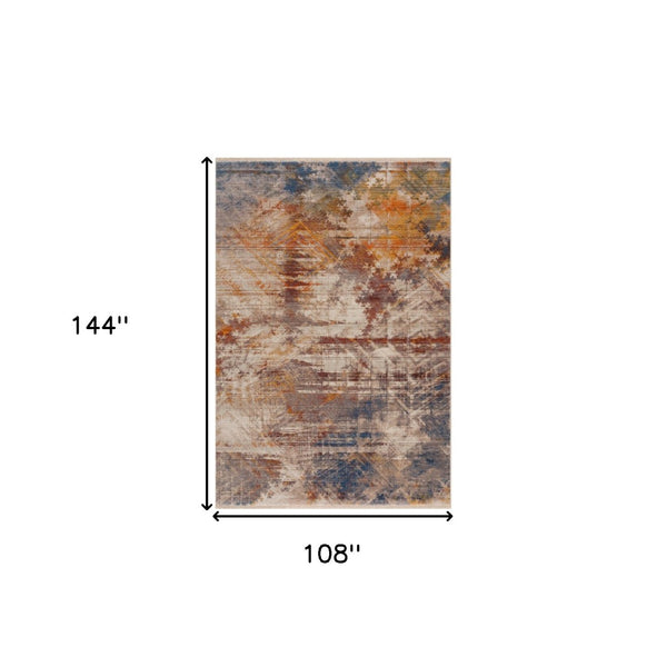 HomeRoots 4' Gray Abstract Distressed Area Rug - Modern Design for Cozy Spaces, Durable & Easy to Maintain 9' X 12' 515856