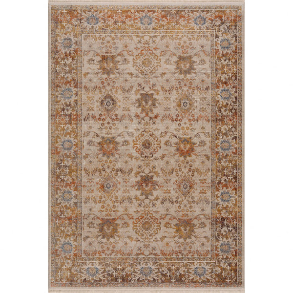 HomeRoots 4' Ivory Oriental Area Rug - Timeless Elegance with Low-Pile Design, Perfect for Any Room Decor 5' X 8' 515860