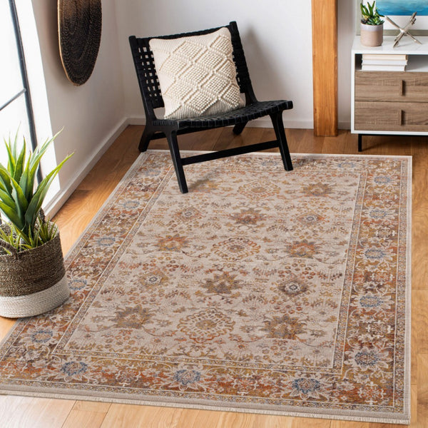 HomeRoots 4' Ivory Oriental Area Rug - Timeless Elegance with Low-Pile Design, Perfect for Any Room Decor 5' X 8' 515860