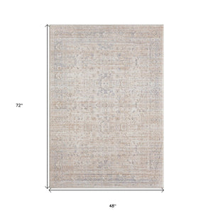 HomeRoots 4' Gray Botanical Area Rug - Timeless Floral Design with Soft High-Low Texture for Elegant Spaces 4' X 6' 515868