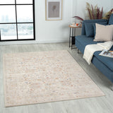 Homeroots 4' X 6' Beige Botanical Area Rug  Polyester 515872