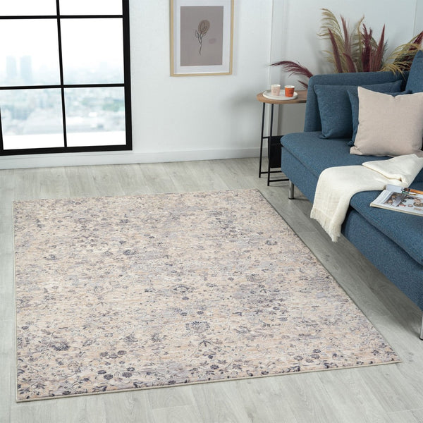 HomeRoots 4' Gray Floral Area Rug – Timeless Elegance and Cozy Comfort for Living Rooms and Bedrooms Decor 4' X 6' 515880