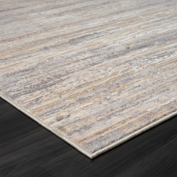 HomeRoots 4' Beige and Gray Striped Area Rug - Stylish, Durable, Stain-Resistant Design for High-Traffic Areas 4' X 6' 515884