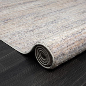 HomeRoots 4' Beige and Gray Striped Area Rug - Stylish, Durable, Stain-Resistant Design for High-Traffic Areas 4' X 6' 515884
