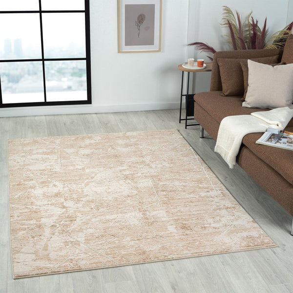 HomeRoots 4' Beige Abstract Area Rug - Contemporary Artistry for Living Rooms, Bedrooms, and Dining Spaces 4' X 6' 515888