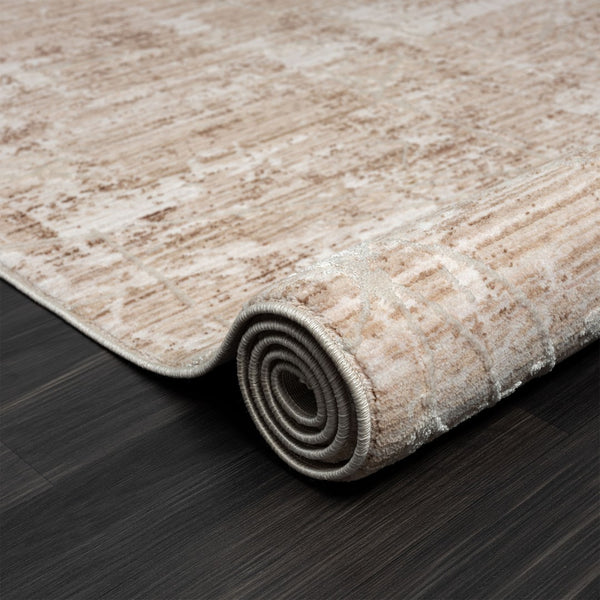 HomeRoots 4' Beige Abstract Area Rug - Contemporary Artistry for Living Rooms, Bedrooms, and Dining Spaces 4' X 6' 515888