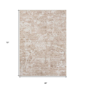 HomeRoots 4' Beige Abstract Area Rug - Contemporary Artistry for Living Rooms, Bedrooms, and Dining Spaces 4' X 6' 515888