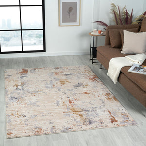 HomeRoots 4' Beige Abstract Area Rug - Turkish-Made Elegance for Living Rooms, Bedrooms, and Entryways 4' X 6' 515892