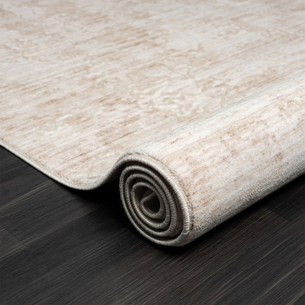 HomeRoots 4' Beige Abstract Area Rug - Turkish-Made Elegance for Living Rooms, Bedrooms, and Entryways 4' X 6' 515900