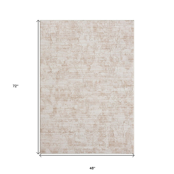 HomeRoots 4' Beige Abstract Area Rug - Turkish-Made Elegance for Living Rooms, Bedrooms, and Entryways 4' X 6' 515900