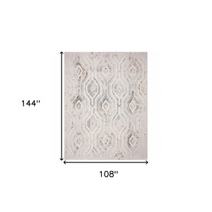 Homeroots 9' X 12' Cream Abstract Distressed Area Rug  Polyester 515906