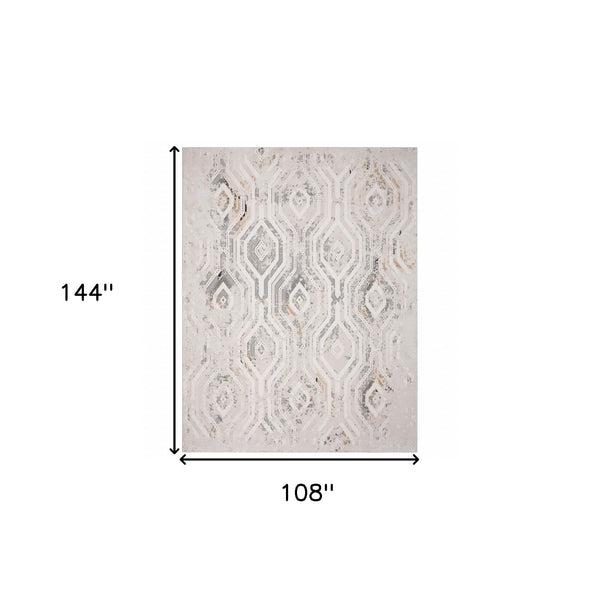 Homeroots 9' X 12' Cream Abstract Distressed Area Rug  Polyester 515906