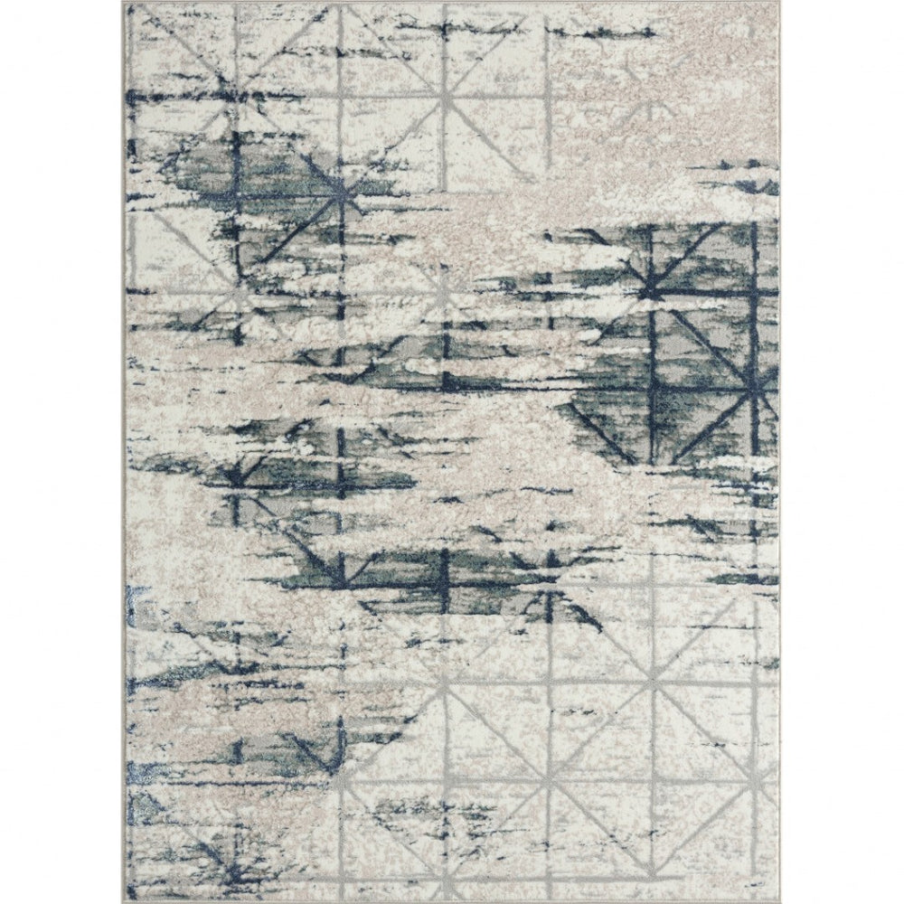 HomeRoots 8' Blue Abstract Area Rug - Stylish, Stain Resistant Design for Modern Homes with Durable Craftsmanship 8' X 10' 515907