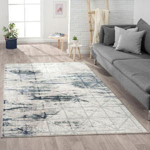 HomeRoots 8' Blue Abstract Area Rug - Stylish, Stain Resistant Design for Modern Homes with Durable Craftsmanship 8' X 10' 515907