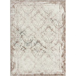 Homeroots 8' X 10' Cream Damask Stain Resistant Area Rug  Polyester 515908
