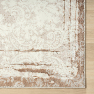 Homeroots 8' X 10' Cream Damask Stain Resistant Area Rug  Polyester 515908