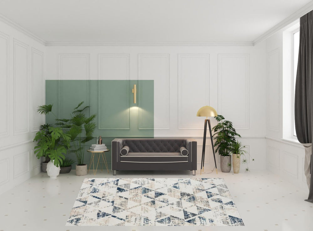 HomeRoots 8' Ivory Geometric Area Rug – Modern Turkish Design with High-Low Texture for Cozy Living Spaces 8' X 10' 515912
