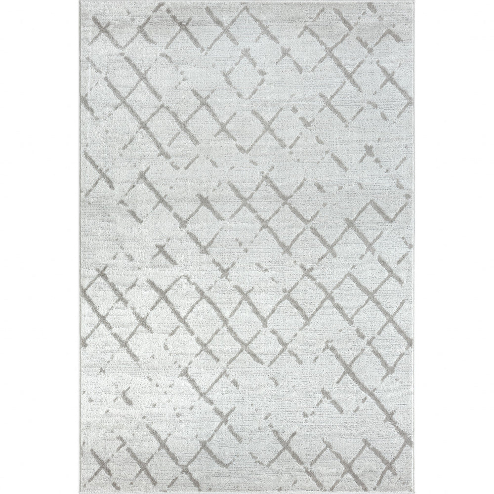Homeroots 8' X 10' Cream Geometric Area Rug  Polypropylene 515916