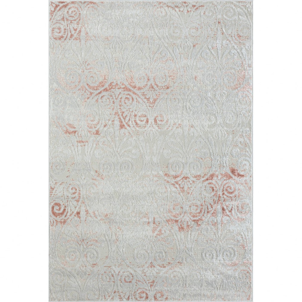 HomeRoots 8' Pink Floral Area Rug - Luxurious Machine-Woven Design for Living Rooms & Bedrooms, Soft Comfort 8' X 10' 515918