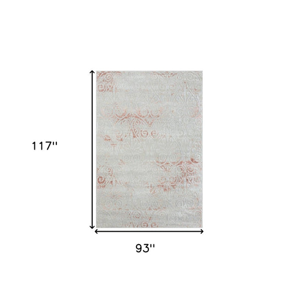 HomeRoots 8' Pink Floral Area Rug - Luxurious Machine-Woven Design for Living Rooms & Bedrooms, Soft Comfort 8' X 10' 515918