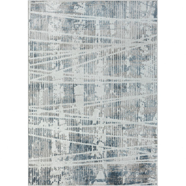HomeRoots 8' Blue Abstract Area Rug - Modern Design for Living Rooms, Bedrooms, and Home Offices, Soft Comfort 8' X 10' 515920