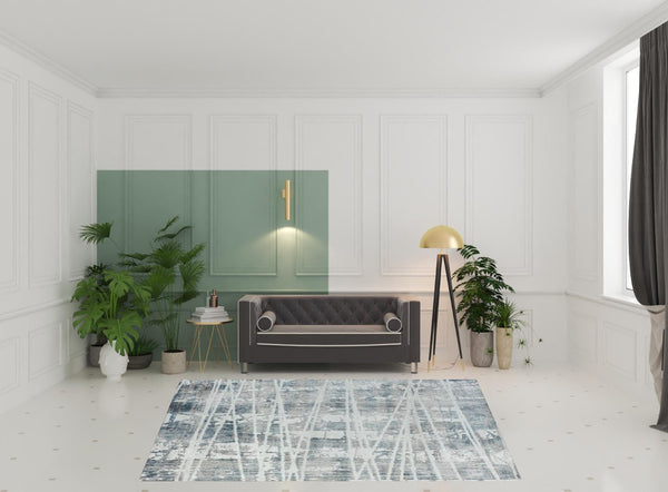 HomeRoots 8' Blue Abstract Area Rug - Modern Design for Living Rooms, Bedrooms, and Home Offices, Soft Comfort 8' X 10' 515920