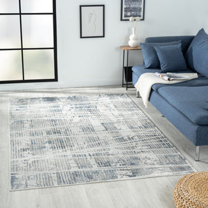 HomeRoots 8' Blue Abstract Area Rug - Modern Design for Living Rooms, Bedrooms, and Home Offices, Soft Comfort 8' X 10' 515920