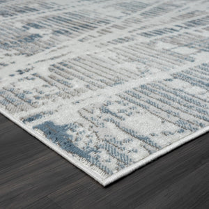 HomeRoots 8' Blue Abstract Area Rug - Modern Design for Living Rooms, Bedrooms, and Home Offices, Soft Comfort 8' X 10' 515920