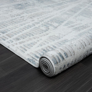 HomeRoots 8' Blue Abstract Area Rug - Modern Design for Living Rooms, Bedrooms, and Home Offices, Soft Comfort 8' X 10' 515920