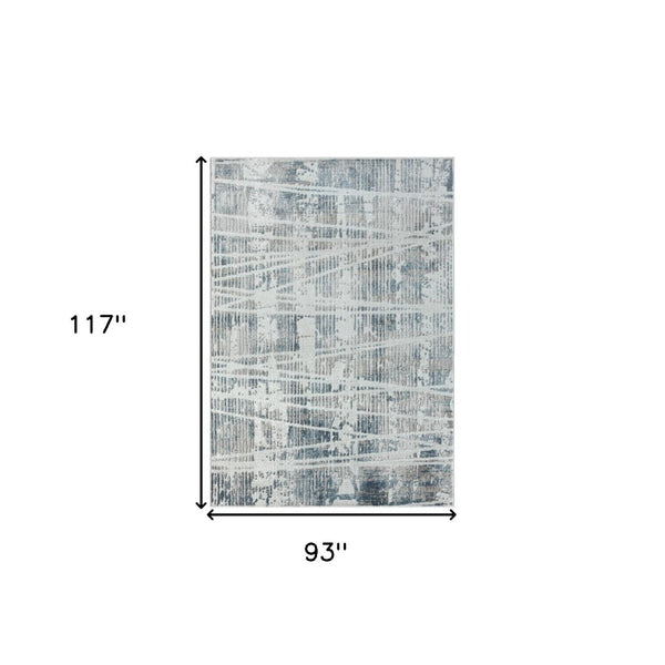 HomeRoots 8' Blue Abstract Area Rug - Modern Design for Living Rooms, Bedrooms, and Home Offices, Soft Comfort 8' X 10' 515920