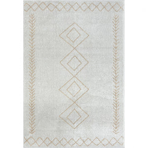 HomeRoots 8' Cream Diamond Area Rug - Timeless Design for Cozy Living Spaces, Soft and Durable Foundation 8' X 10' 515922