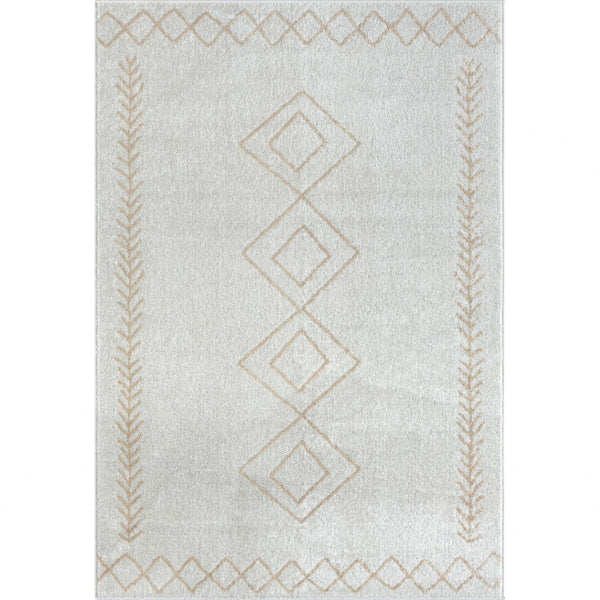 HomeRoots 8' Cream Diamond Area Rug - Timeless Design for Cozy Living Spaces, Soft and Durable Foundation 8' X 10' 515922