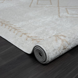 HomeRoots 8' Cream Diamond Area Rug - Timeless Design for Cozy Living Spaces, Soft and Durable Foundation 8' X 10' 515922