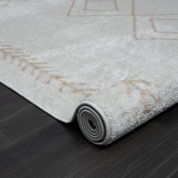 HomeRoots 8' Cream Diamond Area Rug - Timeless Design for Cozy Living Spaces, Soft and Durable Foundation 8' X 10' 515922