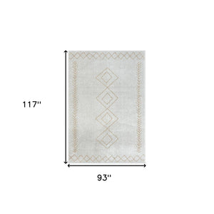 HomeRoots 8' Cream Diamond Area Rug - Timeless Design for Cozy Living Spaces, Soft and Durable Foundation 8' X 10' 515922