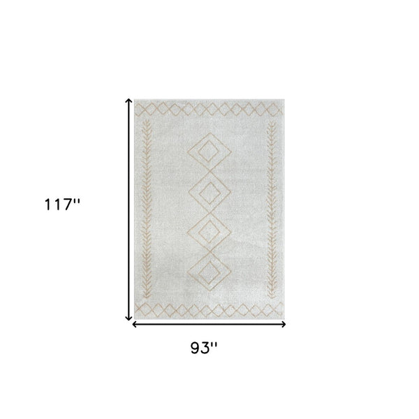 HomeRoots 8' Cream Diamond Area Rug - Timeless Design for Cozy Living Spaces, Soft and Durable Foundation 8' X 10' 515922