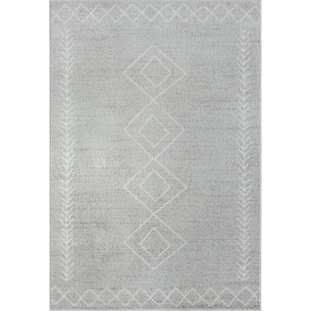 HomeRoots 8' Cream Diamond Area Rug - Timeless Design for Cozy Living Spaces, Soft and Durable Foundation 8' X 10' 515924