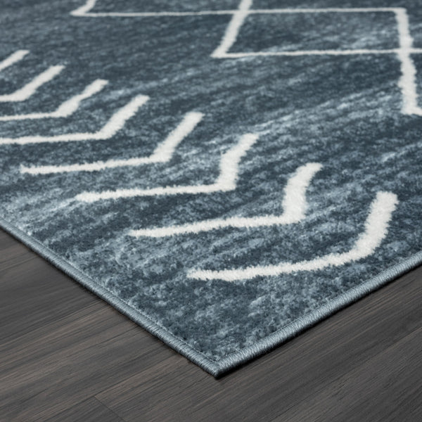 Homeroots 5' X 7' Blue Diamond Area Rug Gray Polypropylene 515927