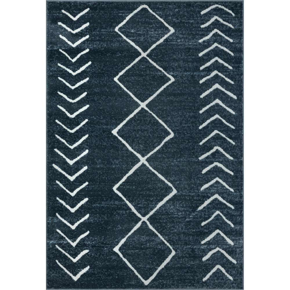 Homeroots 8' X 10' Blue Diamond Area Rug Gray Polypropylene 515928