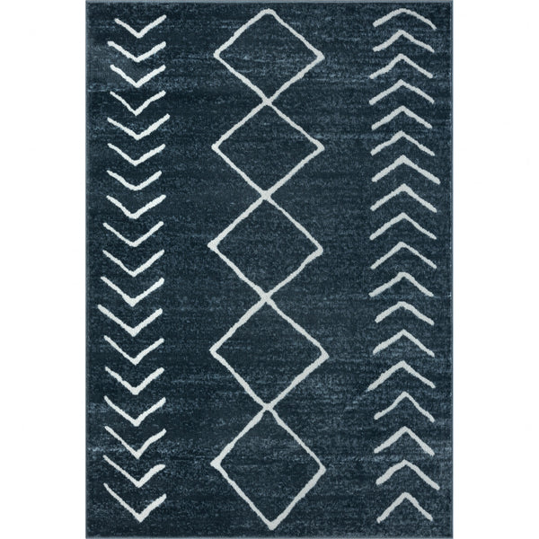 Homeroots 8' X 10' Blue Diamond Area Rug Gray Polypropylene 515928