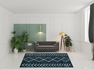 Homeroots 8' X 10' Blue Diamond Area Rug Gray Polypropylene 515928