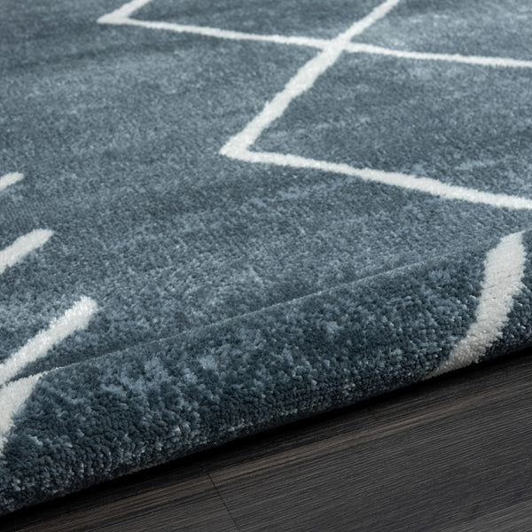 Homeroots 8' X 10' Blue Diamond Area Rug Gray Polypropylene 515928