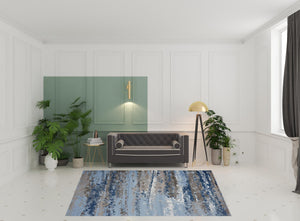 Homeroots 8' X 10' Blue Abstract Area Rug  Jute 515930