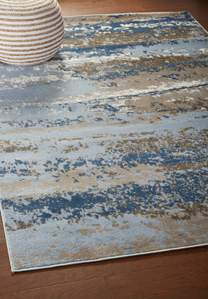 Homeroots 8' X 10' Blue Abstract Area Rug  Jute 515930