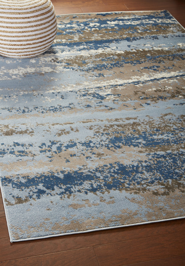 Homeroots 8' X 10' Blue Abstract Area Rug  Jute 515930